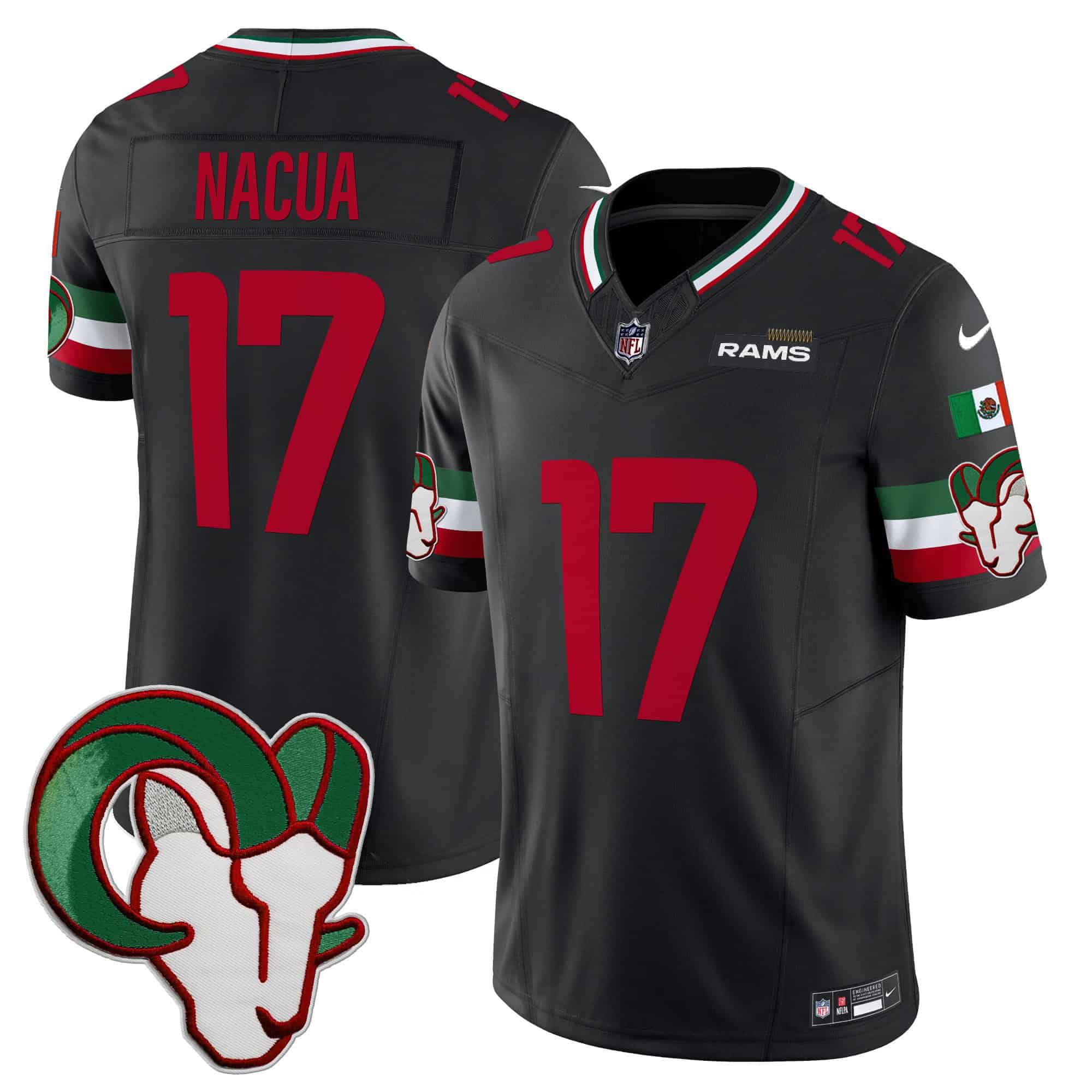 Men Los Angeles Rams #17 Nacua Black 2024 Nike Mexico Vapor Limited NFL Jersey